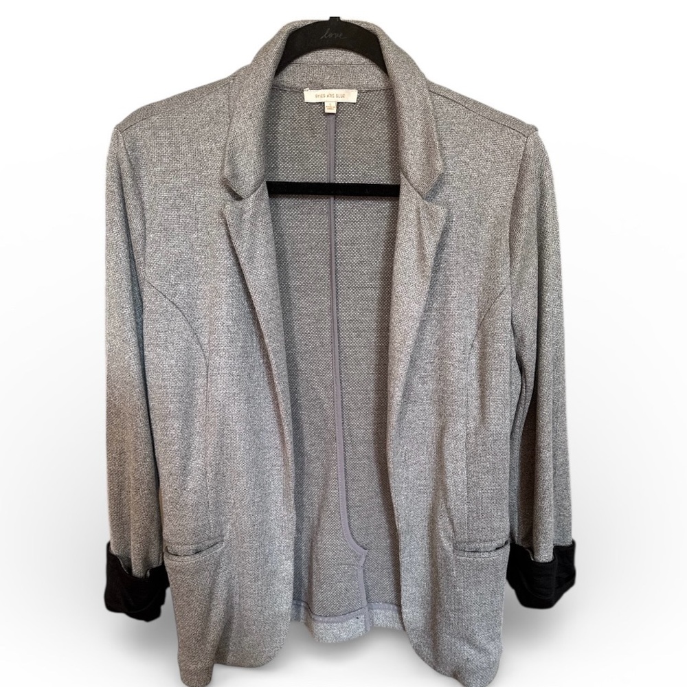 Skies are Blue Gray 3/4 Ruched Sleeve Blazer Size Small